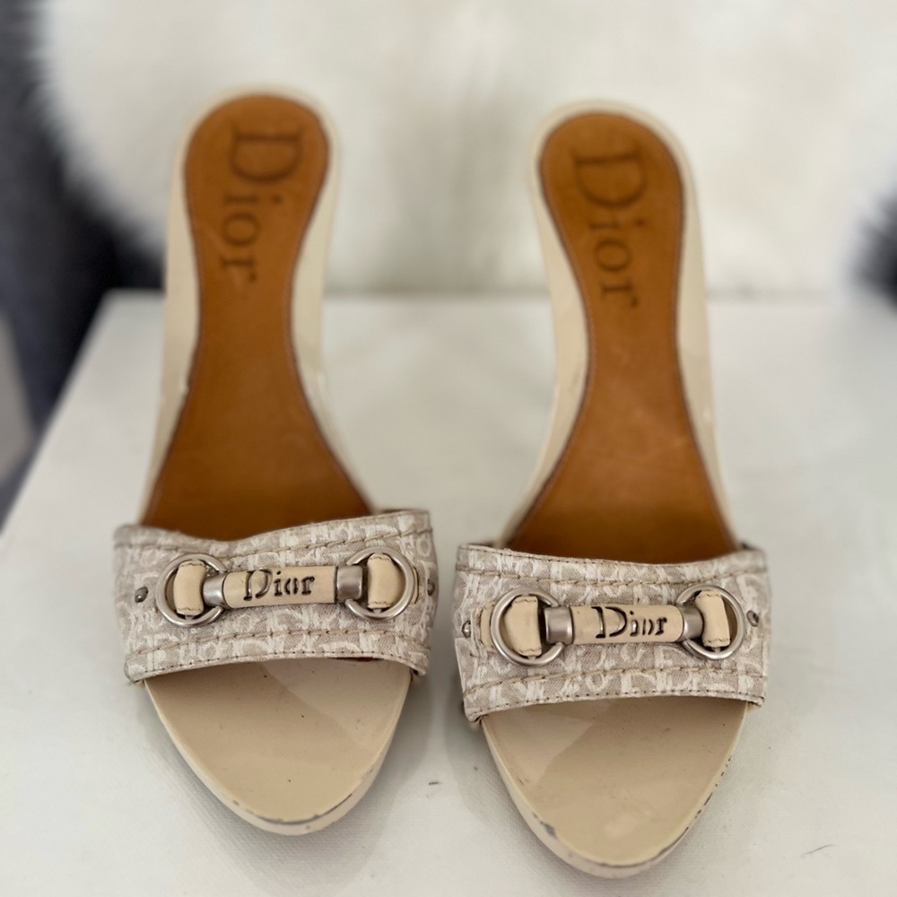 CHRISTIAN DIOR  Leather Slides Mules Sandals